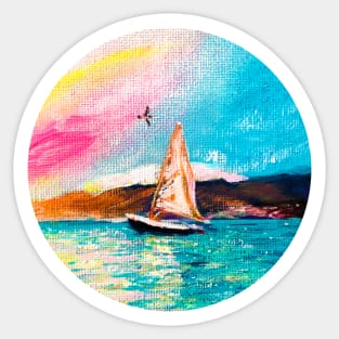 ocean waves colourful scenery Sticker